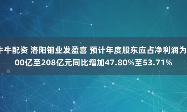 牛牛配资 洛阳钼业发盈喜 预计年度股东应占净利润为200亿至208亿元同比增加47.80%至53.71%
